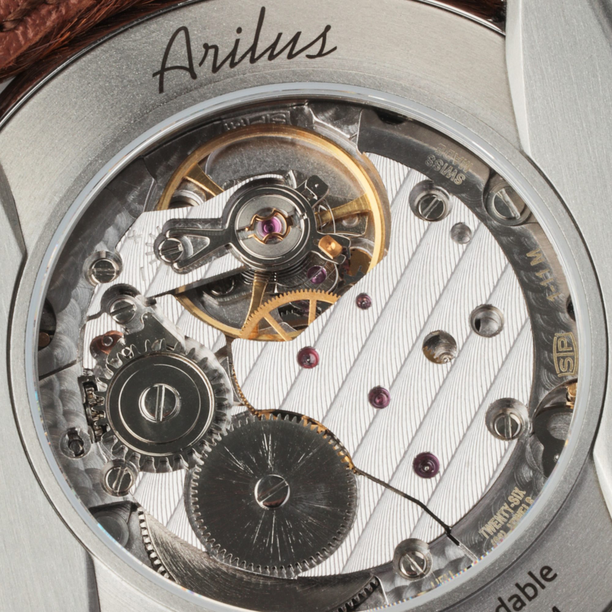 Close-Up Mouvement mécanique swiss made STP1-11M montre Arilus Grand Arc, montre fabriquée en france, montre made in france, montre fabriquée en Savoie, montres à la française