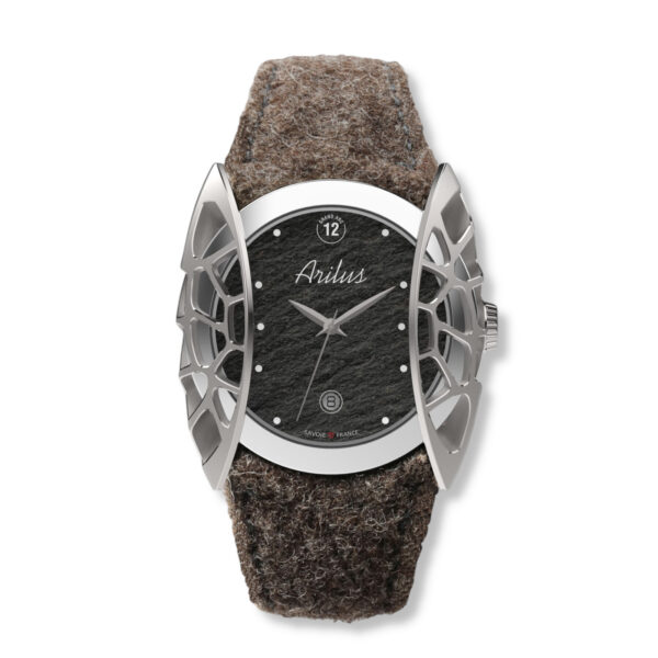 Montre Arilus Grand Arc Organic Ardoise bracelet muletière laine de mouton des alpes - carre 03