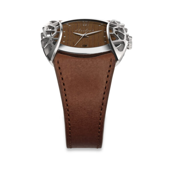 Montre Arilus Grand Arc Organic Frêne bracelet cuir de vachette Ingrassata acajou - carre 04