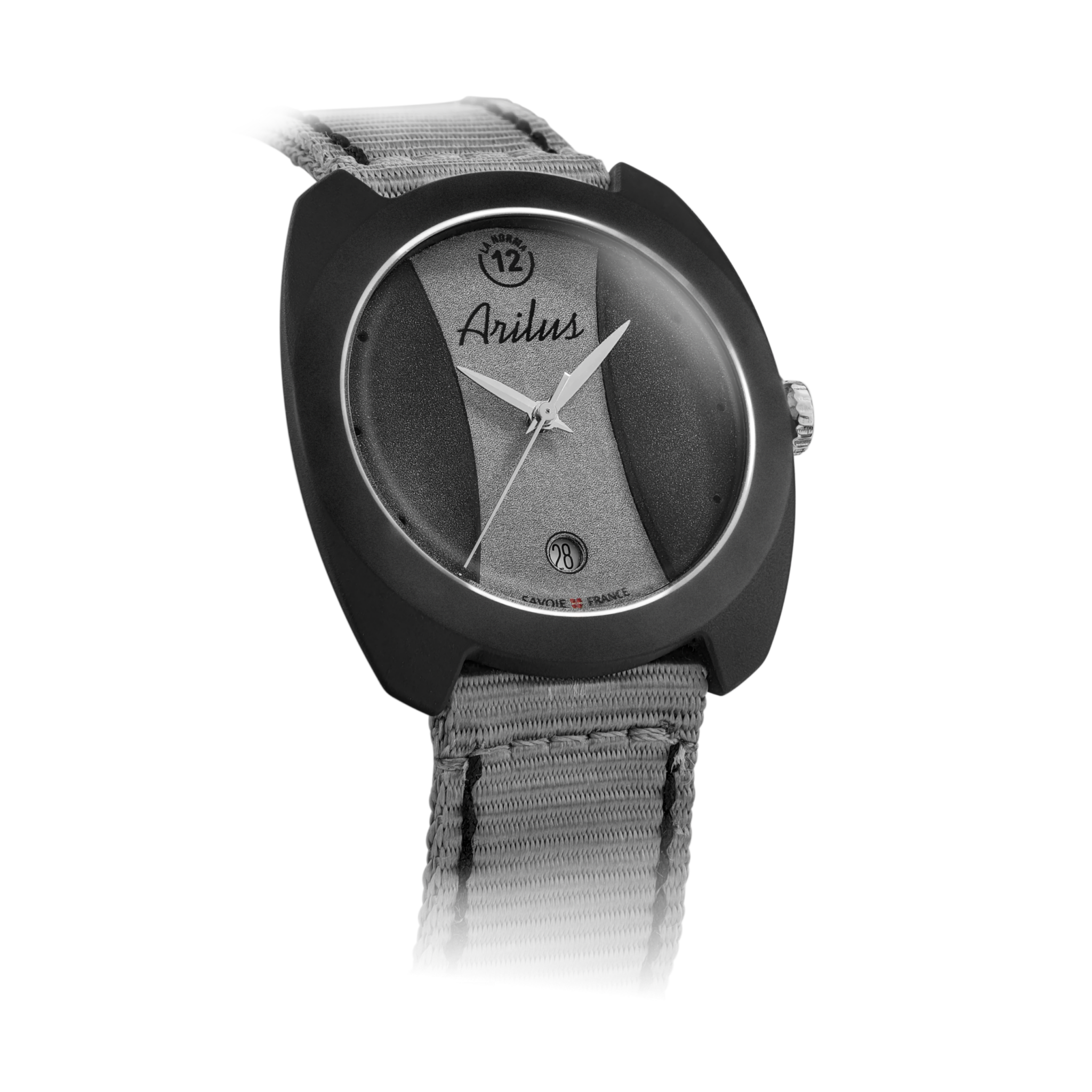 La Norma Noir ardoise, la force de la roche - beauty - carrure en aluminium microbillé anodisé - mouvement quartz suisse- montre fabriquée en France